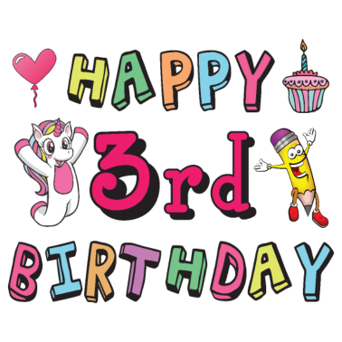 Zoom image Grattis på 3:e födelsedagen. 3 års förlossning