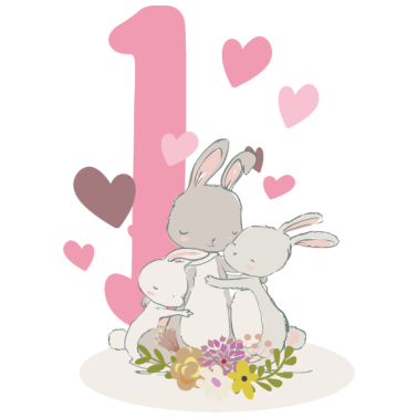 Zoom image Geburtstag Zahl 1 Hasenfamilie