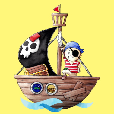 Zoom image Mały pirat z jego statkiem