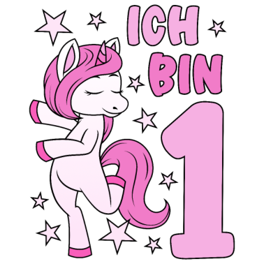 Zoom image 1. Geburtstag Mädchen süßes rosa Einhorn Ich bin 1