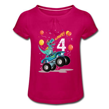 1. Verjaardag  - 4e verjaardag 4 jaar dinosaurus monster truck