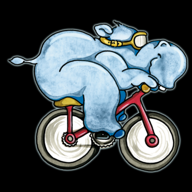 Zoom image The Hippo rides a bike