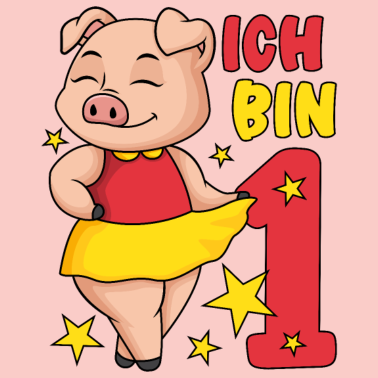 Zoom image 1. Geburtstag Mädchen süßes Schweinchen Ich bin 1