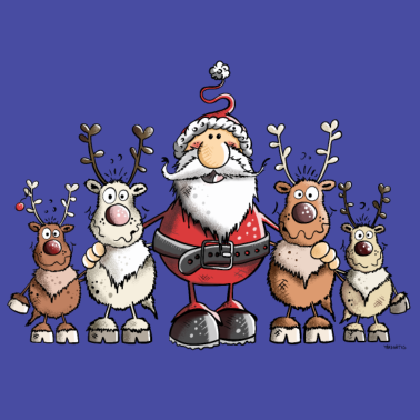 Zoom image Père Noël avec des rennes