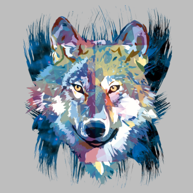 Zoom image Wielokąt - Piękny szary wilk w kolorze niebieskim