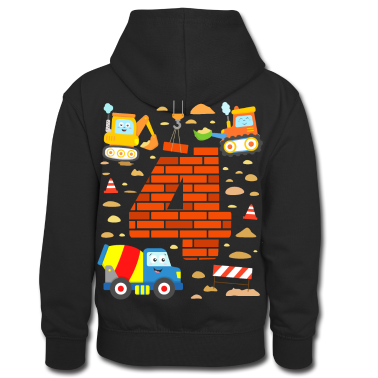 1. Compleanno  - 4 ° compleanno Escavatore Veicoli Cantiere Camion Auto