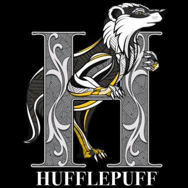 Zoom image Harry Potter Hufflepuff Coat of Arms Monochrome