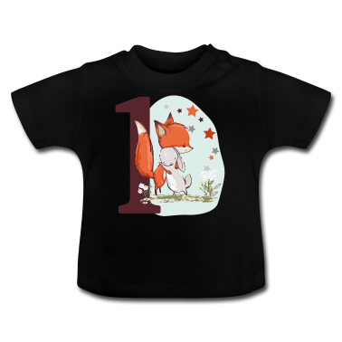1. Geburtstag  - Geburtstag Zahl 1 Fuchs und Hase Geburtstagsshirt