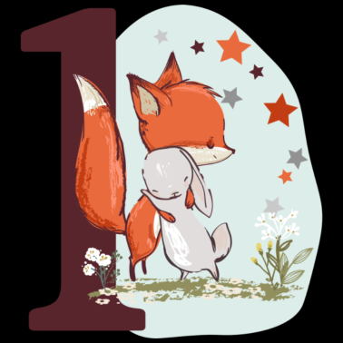 Zoom image Geburtstag Zahl 1 Fuchs und Hase Geburtstagsshirt