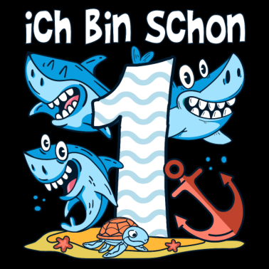 Zoom image 1. Geburtstag Haie Weißer Hai Junge 1 Jahr alt