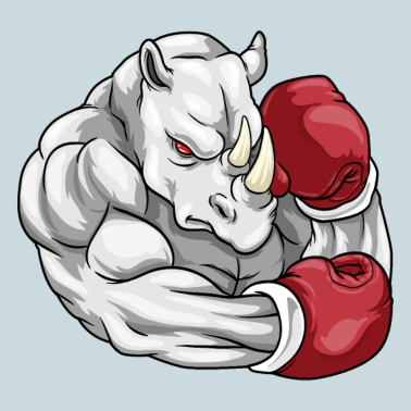 Zoom image Rhinocéros comme boxeur avec des gants de boxe