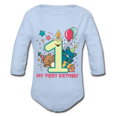 1. Geburtstag  - Geburtstag Baby - 1. Geburtstag Bär und Katze