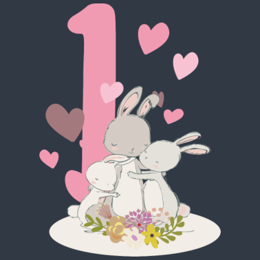 Zoom image Geburtstag Zahl 1 Hasenfamilie