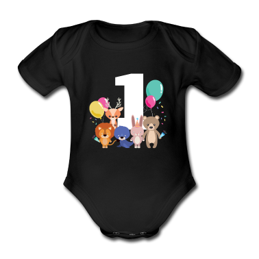 1. Geburtstag  - 1. Geburtstag Baby Eins 1 Waldtiere