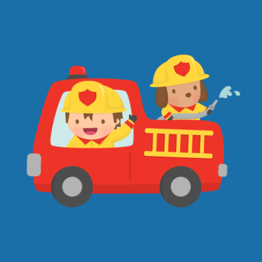 Zoom image Leuke brandweerman jongen en hond