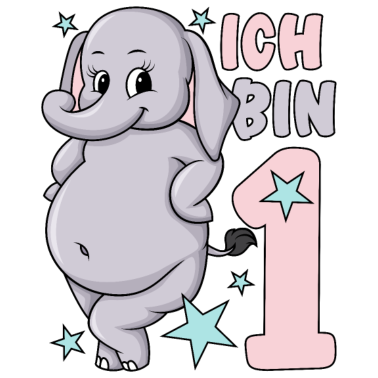 Zoom image 1. Geburtstag Mädchen süßer Elefant Ich bin 1