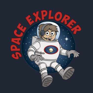 Zoom image "Avaruustutkija" astronautti pyöreällä taustalla.