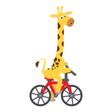 Zoom image Motivo per bambini: giraffa cavalca in bicicletta