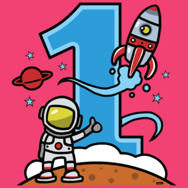 Zoom image Astronaut Rakete 1 Geburtstag HARIZ Kind Baby 1 Ge