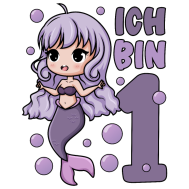 Zoom image 1. Geburtstag Mädchen süße Meerjungfrau Ich bin 1