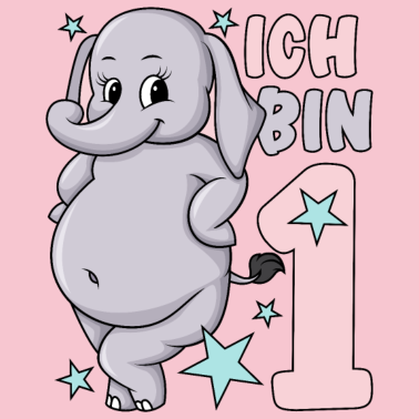 Zoom image 1. Geburtstag Mädchen süßer Elefant Ich bin 1