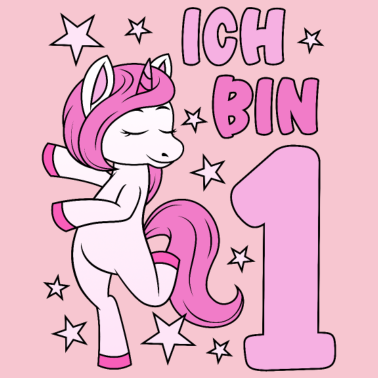 Zoom image 1. Geburtstag Mädchen süßes rosa Einhorn Ich bin 1