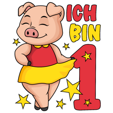 Zoom image 1. Geburtstag Mädchen süßes Schweinchen Ich bin 1