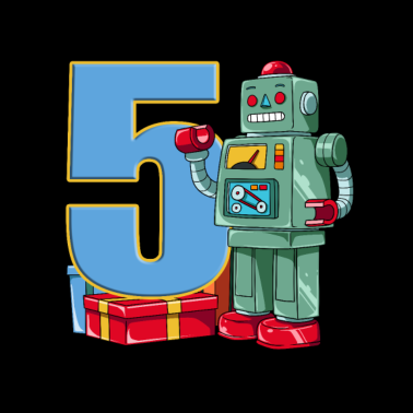 Zoom image Retro Roboter Kindergeburtstag - 5 Jahre