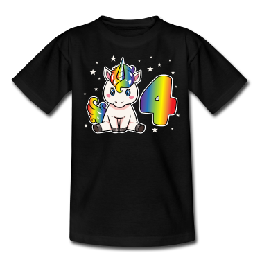 Kindergeburtstag  - Einhorn 4 Geburtstag 4 Jahre Regenbogen Mädchen