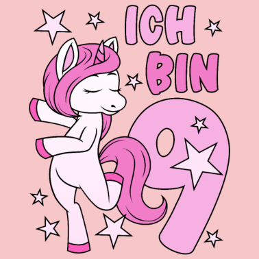 Zoom image 9. Geburtstag Mädchen süßes rosa Einhorn Ich bin 9