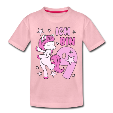 Kindergeburtstag  - 9. Geburtstag Mädchen süßes rosa Einhorn Ich bin 9