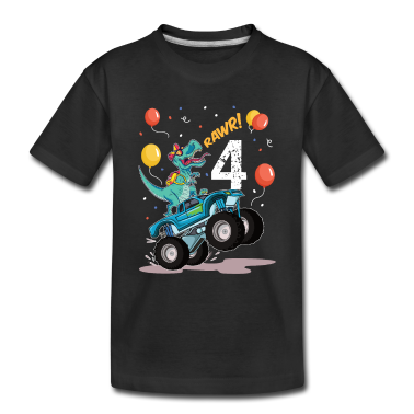 Kinderverjaardag  - 4e verjaardag 4 jaar dinosaurus monster truck