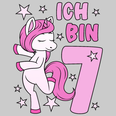 Zoom image 7. Geburtstag Mädchen süßes rosa Einhorn Ich bin 7