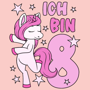 Zoom image 8. Geburtstag Mädchen süßes rosa Einhorn Ich bin 8