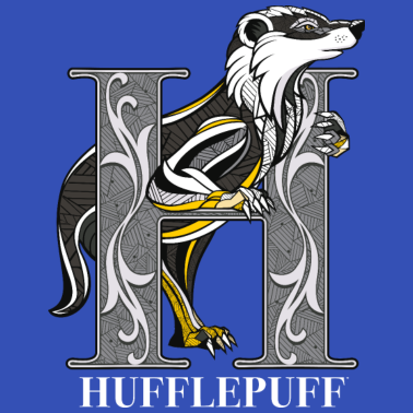 Zoom image Harry Potter Hufflepuff Coat of Arms Monochrome