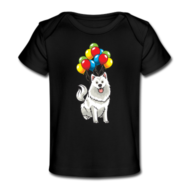 Urodziny dzieci  - Samoyed pies z balonami śmieszne