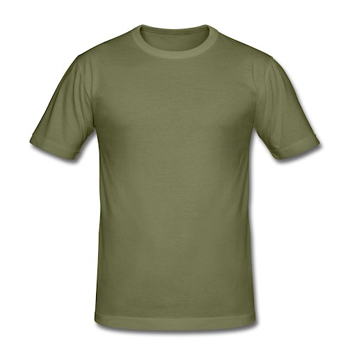 Mannen slim fit T-shirt Vorne kakigroen