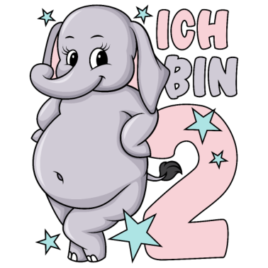 Zoom image 2. Geburtstag Mädchen süßer Elefant Ich bin 2