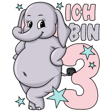 Zoom image 3. Geburtstag Mädchen süßer Elefant Ich bin 3