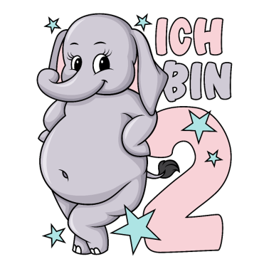 Zoom image 2. Geburtstag Mädchen süßer Elefant Ich bin 2