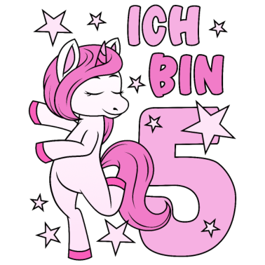 Zoom image 5. Geburtstag Mädchen süßes rosa Einhorn Ich bin 5