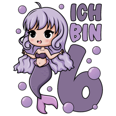 Zoom image 6. Geburtstag Mädchen süße Meerjungfrau Ich bin 6