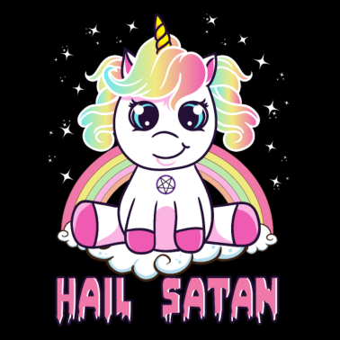 Zoom image Śliczny Hail Satan Unicorn Rainbow Funny Satanic Pun