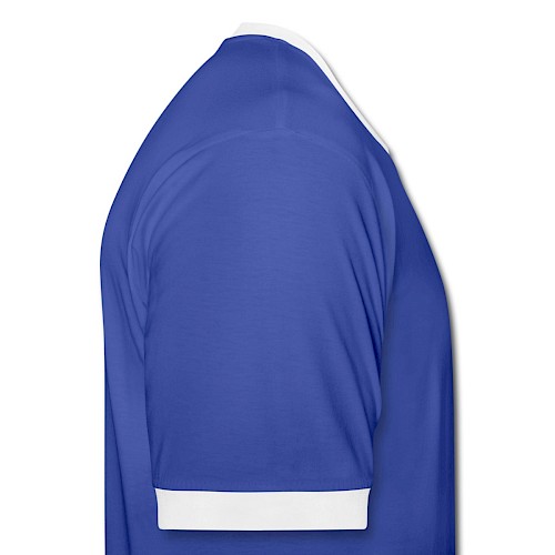 Männer Kontrast-T-Shirt Rechts Blau/Weiß