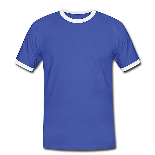 Männer Kontrast-T-Shirt Vorne Blau/Weiß