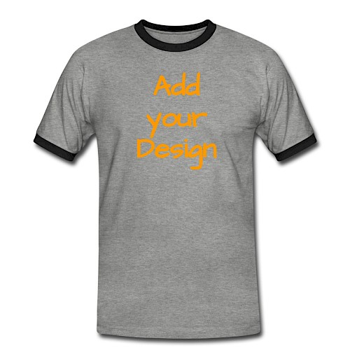 Männer Kontrast-T-Shirt Grau meliert/Schwarz