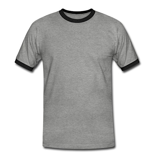 Männer Kontrast-T-Shirt Vorne Grau meliert/Schwarz
