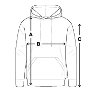 Felpa con cappuccio premium da uomo Panoramica delle dimensioni