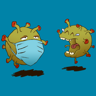 Zoom image Two Corona Viruses With Face Mask Laughing