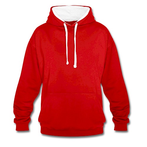 Kontrast-Hoodie Vorne Rot/Weiß
